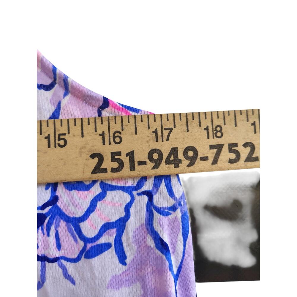 Lilly Pulitzer Dress Womens Small Purple Blue Floral Sleeveless Midi Tassel - Picture 5 of 8